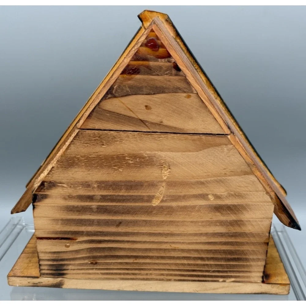 Handcrafted Wooden Log Brown House Made in Poland Home Decor Log Cabin 9 x 9.25